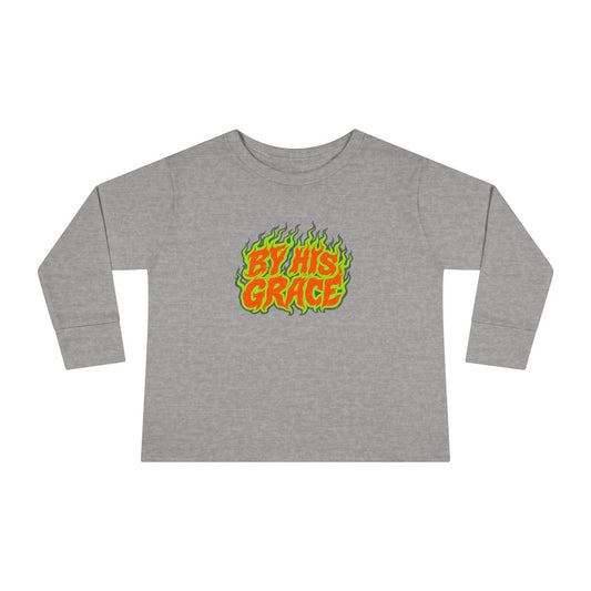 BY HIS GRACE Toddler Long Sleeve Christian T-Shirt | Kids Faith Graphic Tee