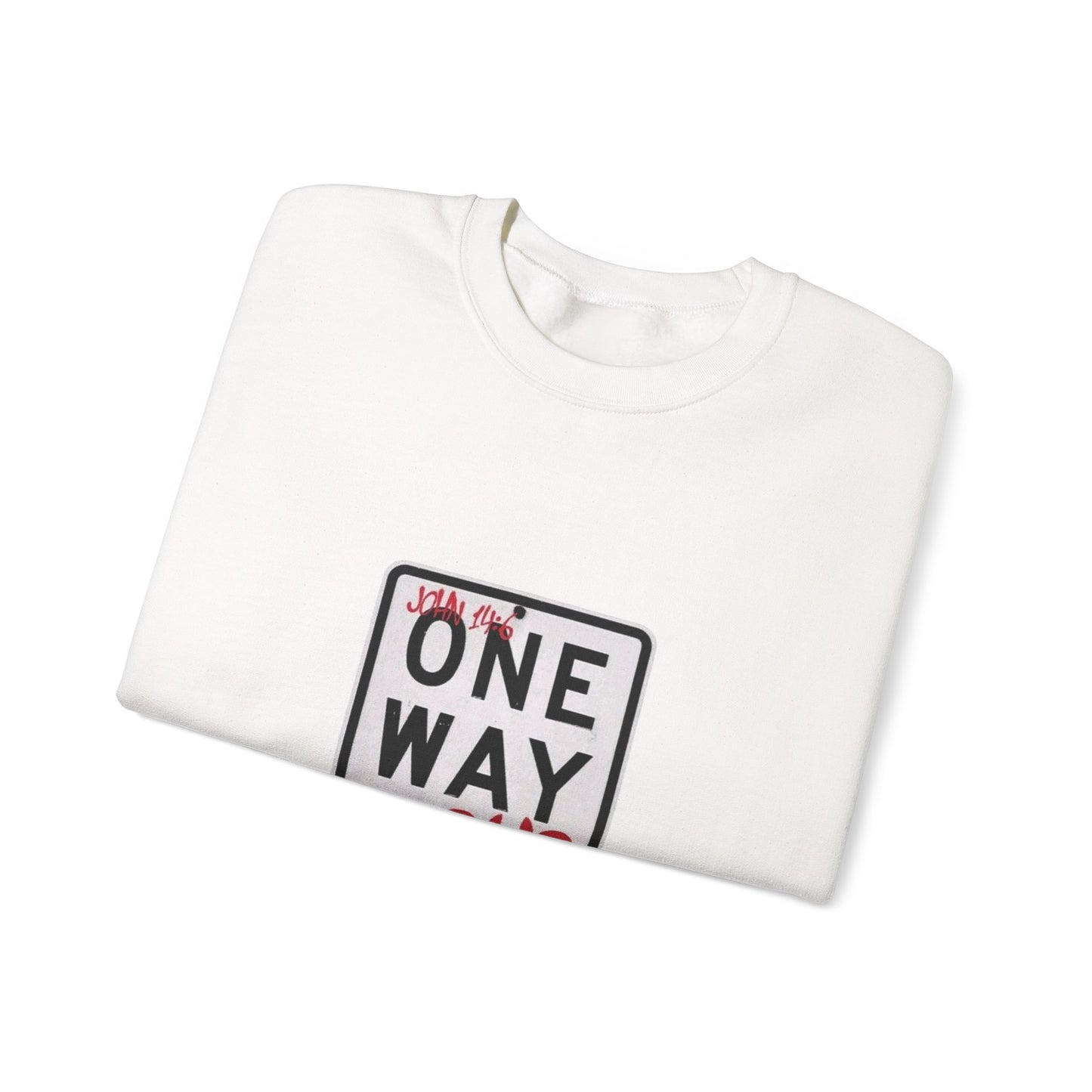 ONE WAY JESUS Christian Crewneck Sweatshirt | John 14:6 Faith Graphic Pullover