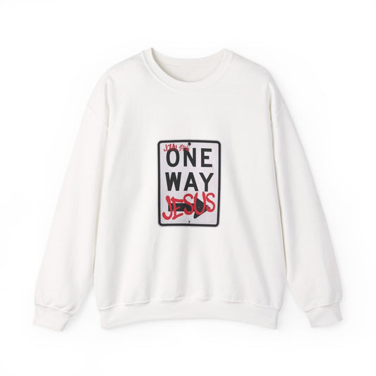 ONE WAY JESUS Christian Crewneck Sweatshirt | John 14:6 Faith Graphic Pullover