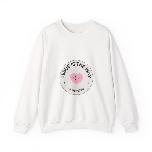 "JESUS IS THE WAY" SMILEY CREST CREWNECK