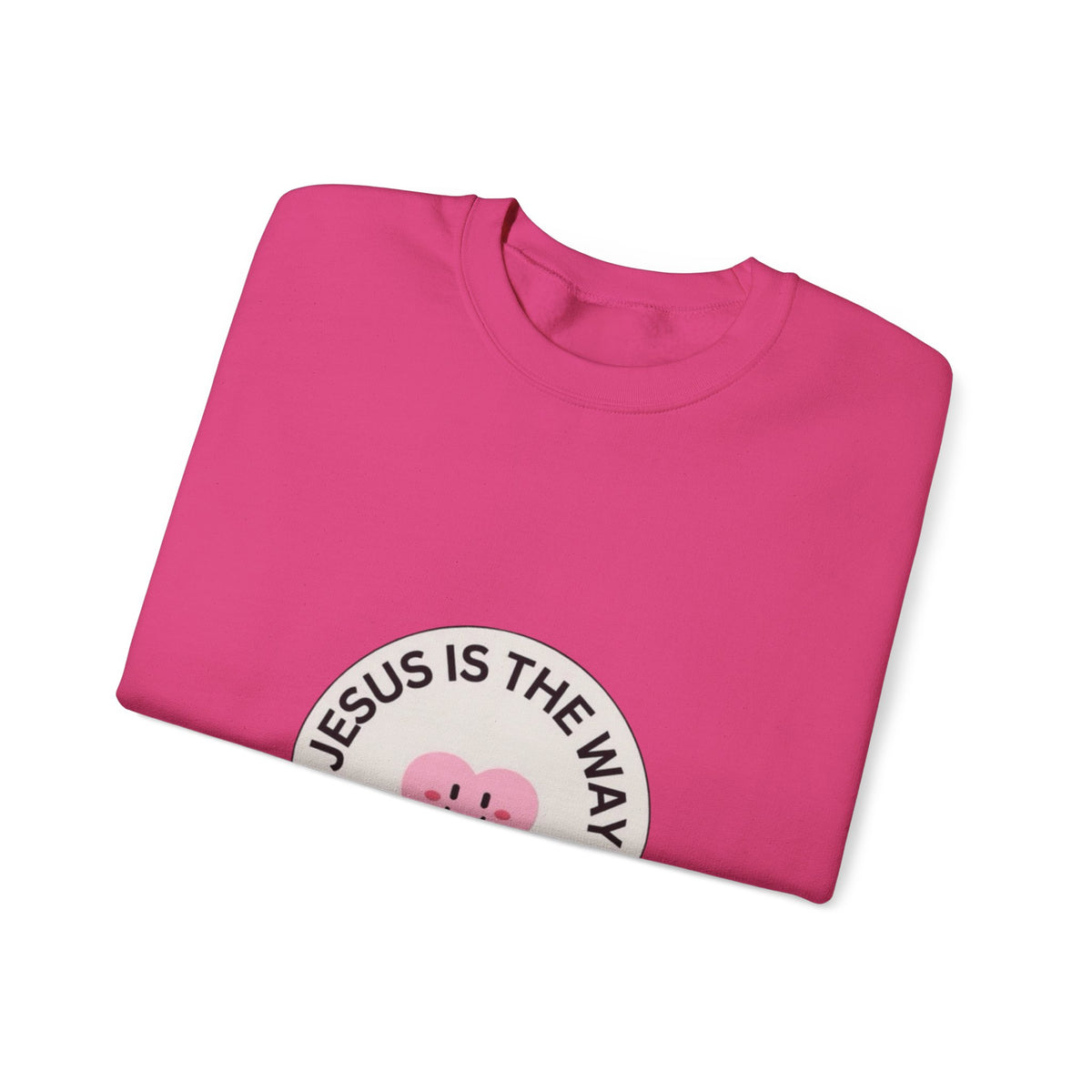 "JESUS IS THE WAY" SMILEY CREST CREWNECK