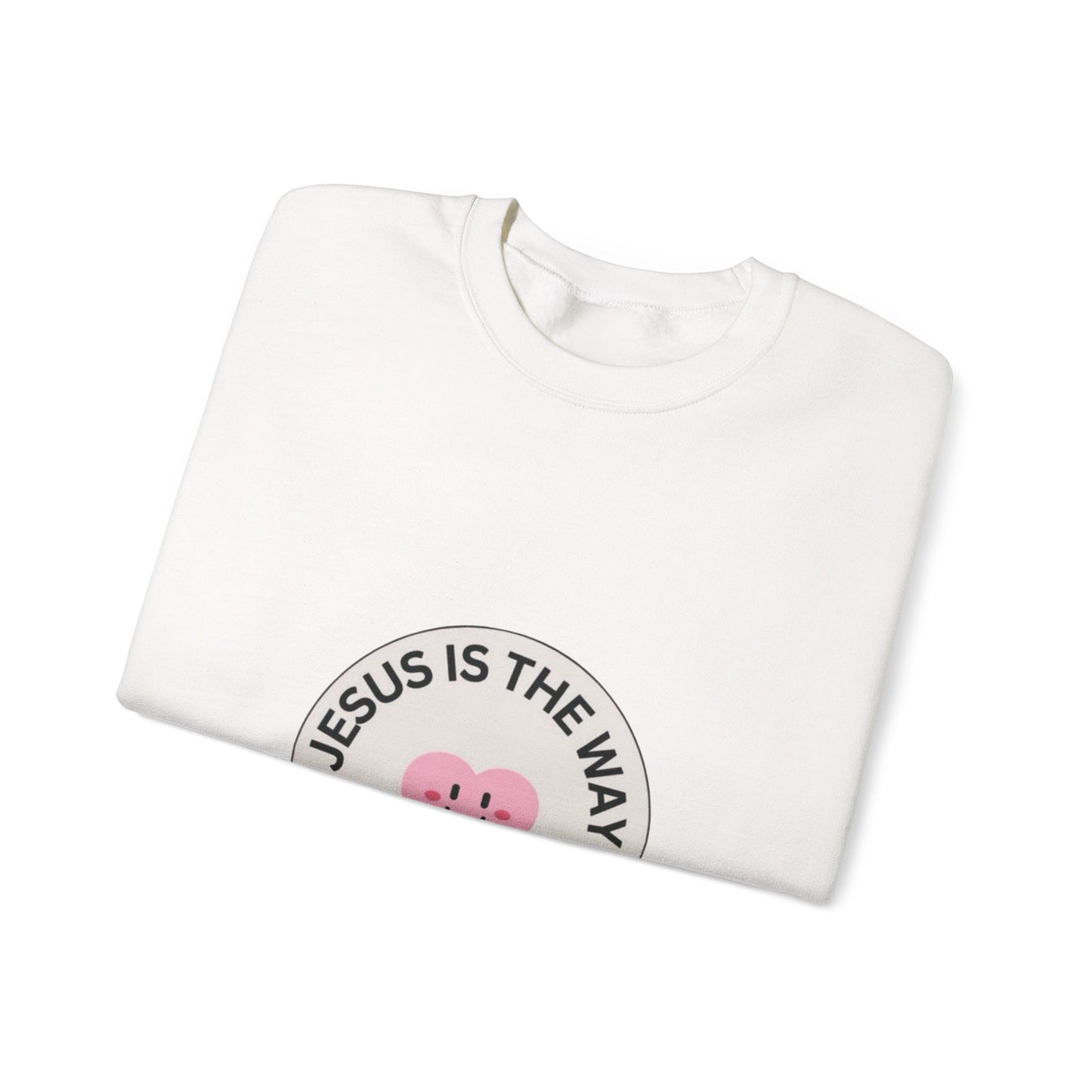"JESUS IS THE WAY" SMILEY CREST CREWNECK