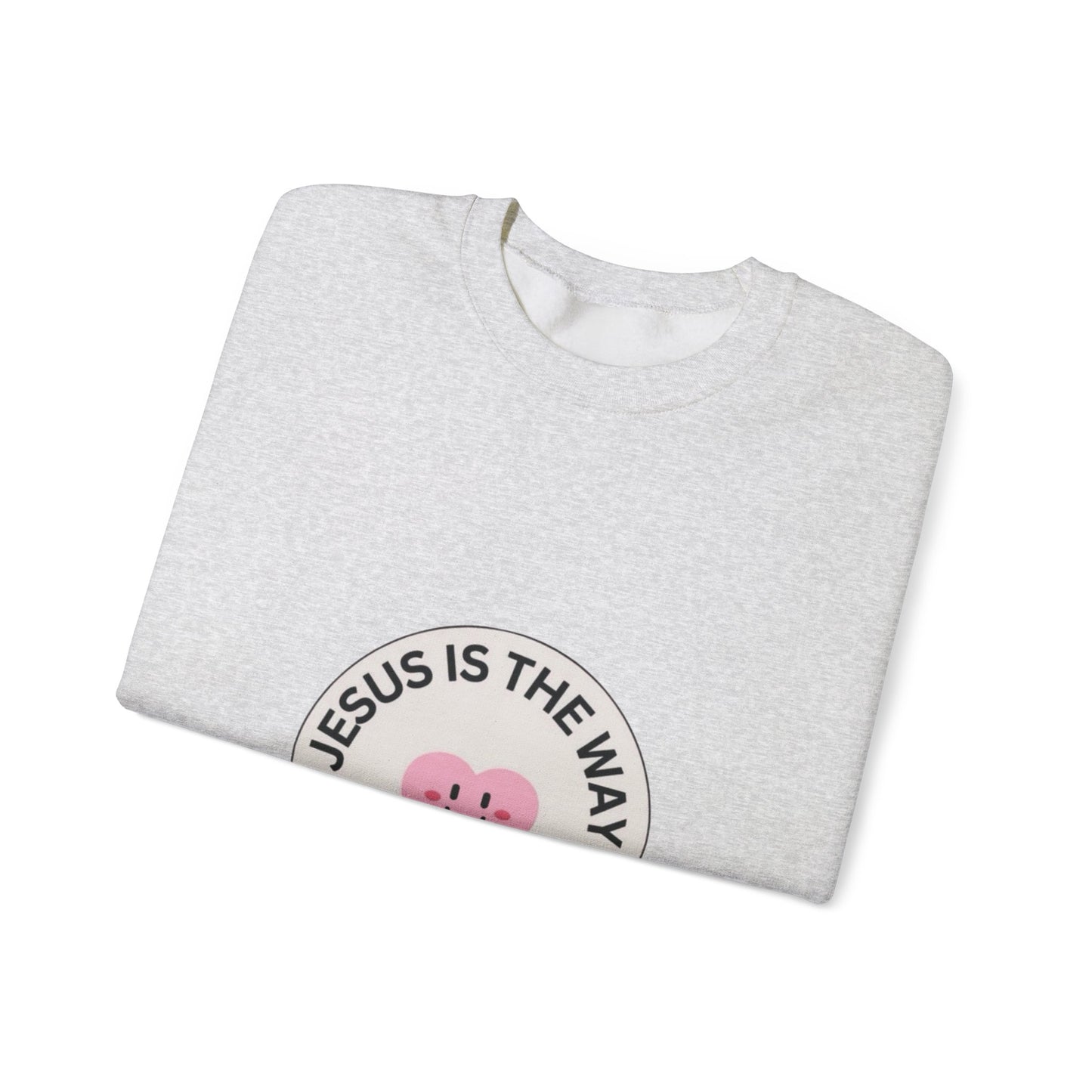 "JESUS IS THE WAY" SMILEY CREST CREWNECK