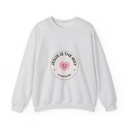 "JESUS IS THE WAY" SMILEY CREST CREWNECK