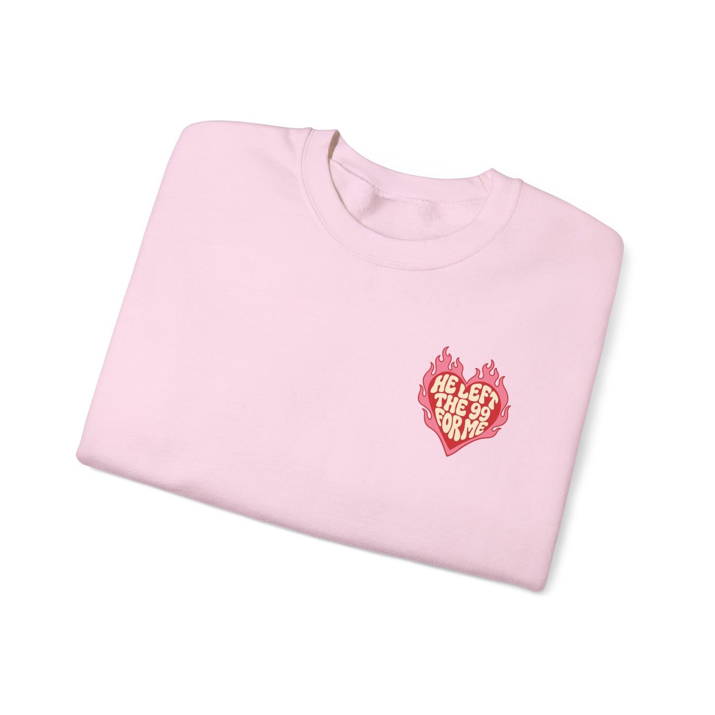 HE LEFT THE 99 FOR ME Christian Crewneck Sweatshirt | Luke 15:1–7 Faith Graphic Pullover