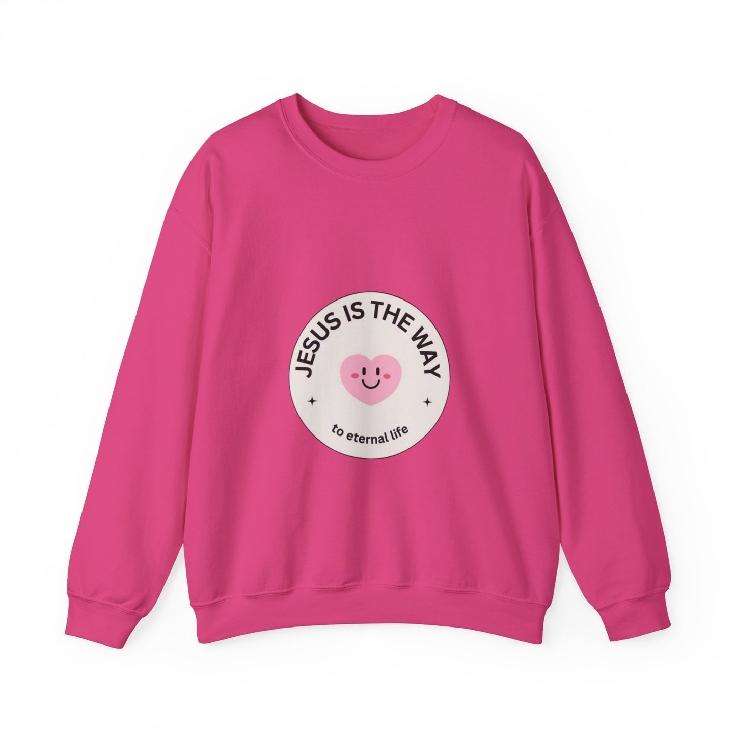 "JESUS IS THE WAY" SMILEY CREST CREWNECK