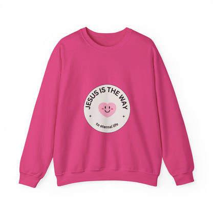 "JESUS IS THE WAY" SMILEY CREST CREWNECK