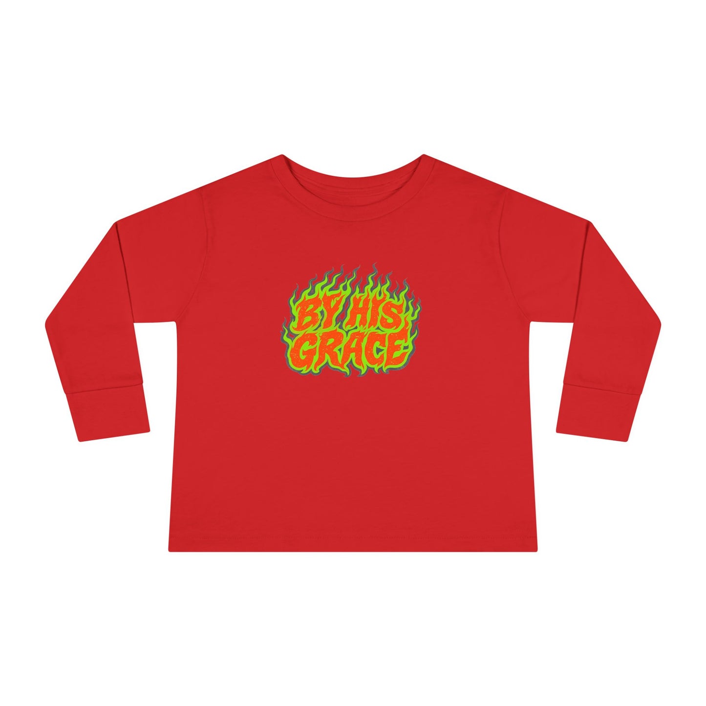 BY HIS GRACE Toddler Long Sleeve Christian T-Shirt | Kids Faith Graphic Tee