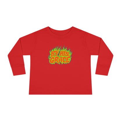BY HIS GRACE Toddler Long Sleeve Christian T-Shirt | Kids Faith Graphic Tee