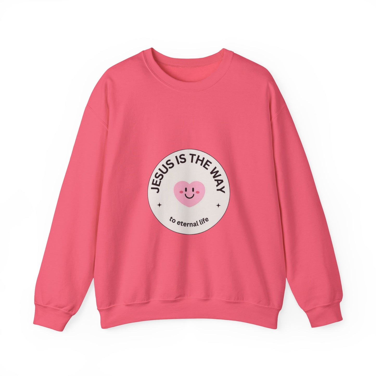 "JESUS IS THE WAY" SMILEY CREST CREWNECK