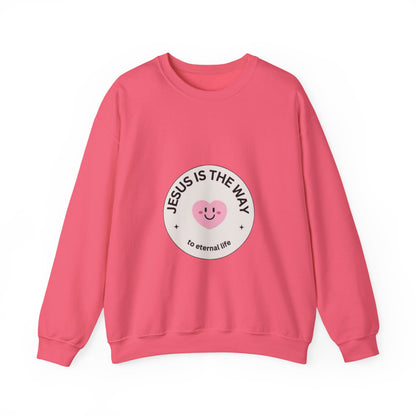 "JESUS IS THE WAY" SMILEY CREST CREWNECK