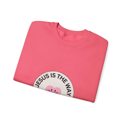 "JESUS IS THE WAY" SMILEY CREST CREWNECK