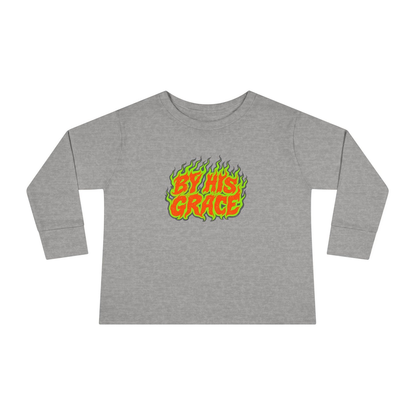 BY HIS GRACE Toddler Long Sleeve Christian T-Shirt | Kids Faith Graphic Tee