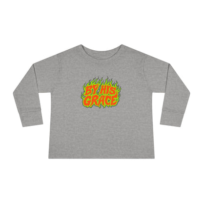 BY HIS GRACE Toddler Long Sleeve Christian T-Shirt | Kids Faith Graphic Tee