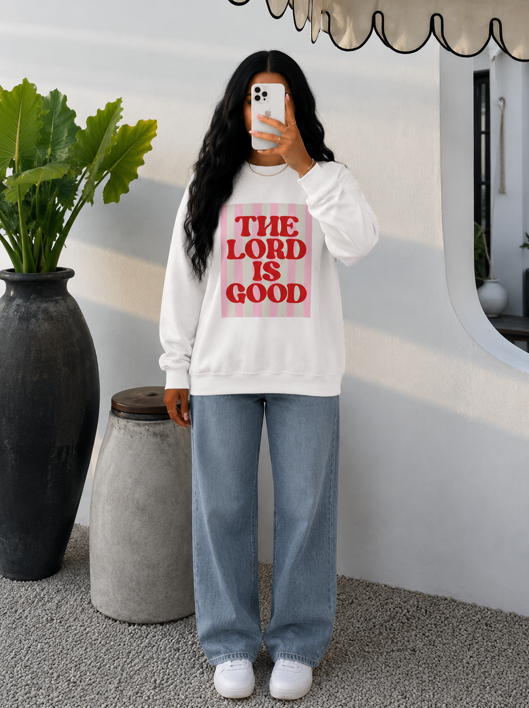 THE "LORD IS GOOD" Christian Crewneck Sweatshirt | Retro Faith Graphic Pullover