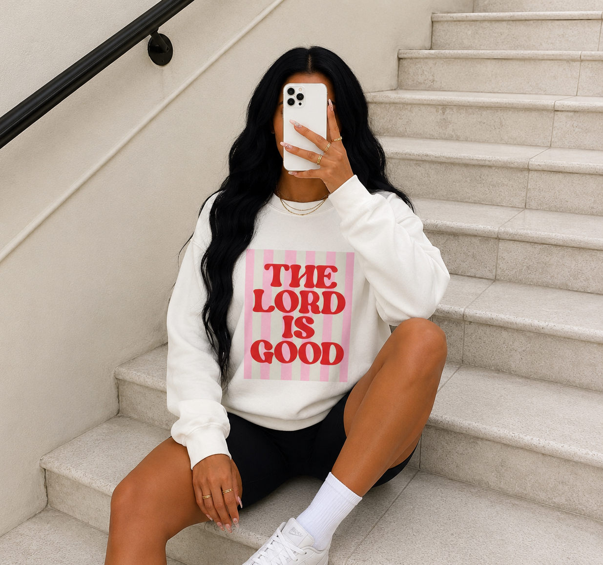 THE "LORD IS GOOD" Christian Crewneck Sweatshirt | Retro Faith Graphic Pullover