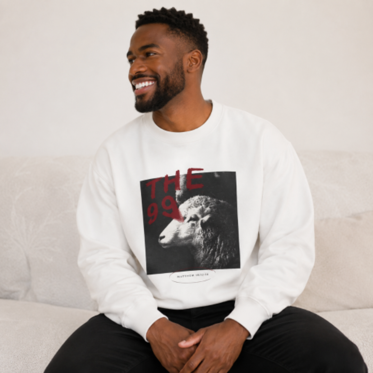 THE 99 Christian Crewneck Sweatshirt | Matthew 18:12–14 Faith Graphic Pullover