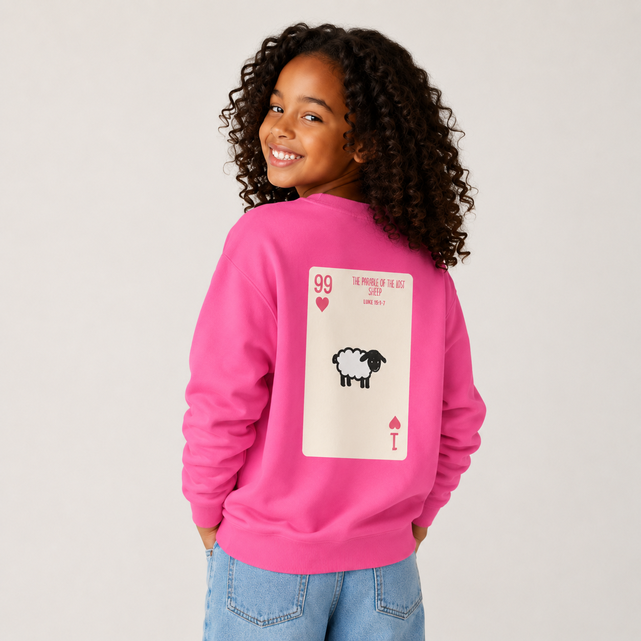 THE 99 Kids Christian Crewneck Sweatshirt | Luke 15:1–7 Faith Graphic Pullover
