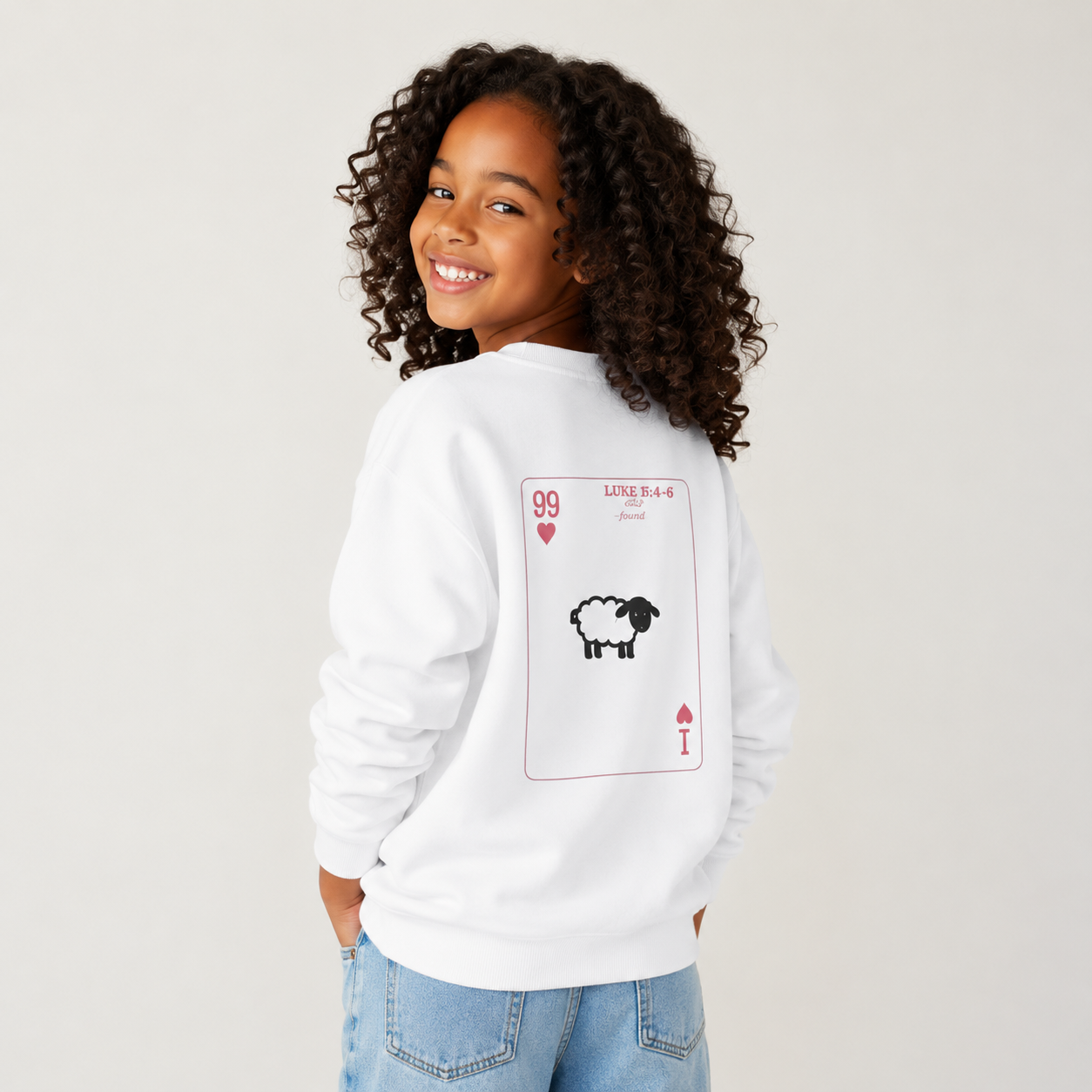 THE 99 Kids Christian Crewneck Sweatshirt | Luke 15:1–7 Faith Graphic Pullover