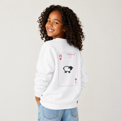 THE 99 Kids Christian Crewneck Sweatshirt | Luke 15:1–7 Faith Graphic Pullover