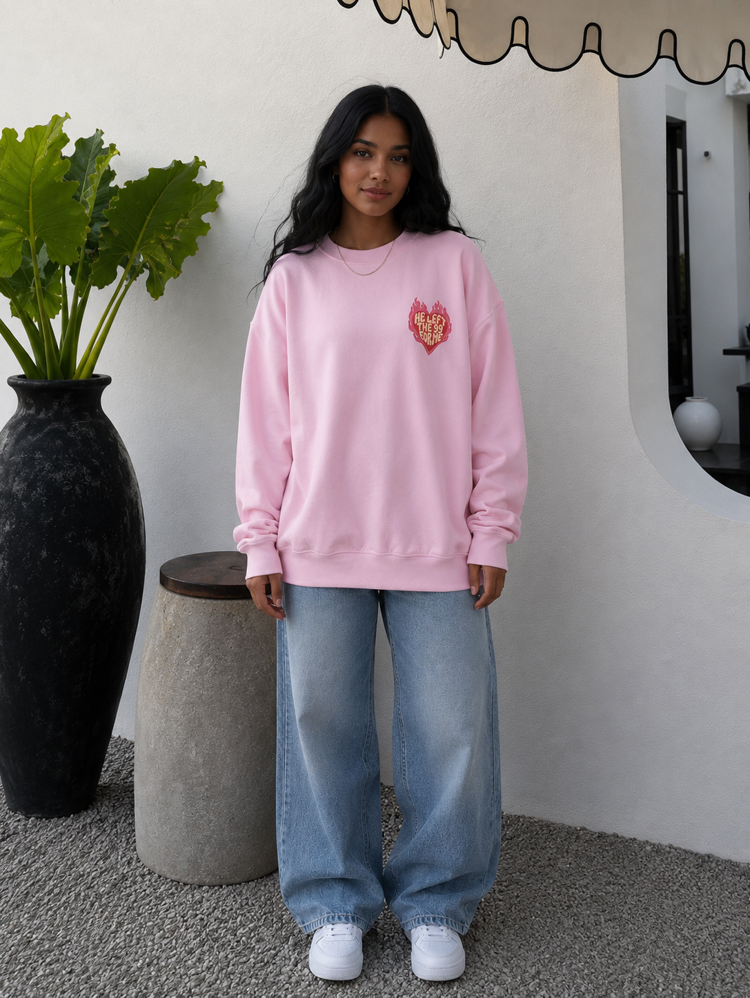 HE LEFT THE 99 FOR ME Christian Crewneck Sweatshirt | Luke 15:1–7 Faith Graphic Pullover
