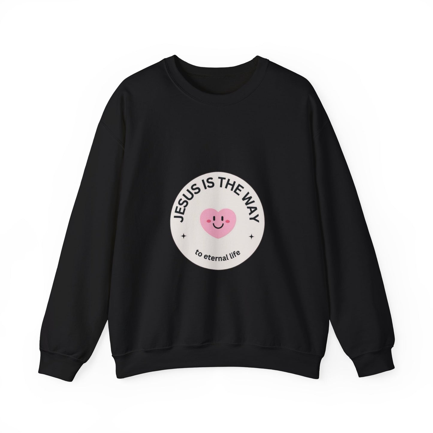 "JESUS IS THE WAY" SMILEY CREST CREWNECK