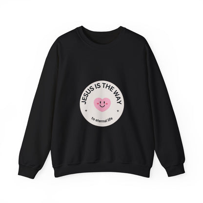 "JESUS IS THE WAY" SMILEY CREST CREWNECK