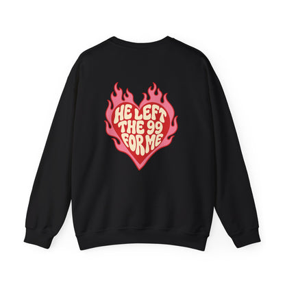 HE LEFT THE 99 FOR ME Christian Crewneck Sweatshirt | Luke 15:1–7 Faith Graphic Pullover