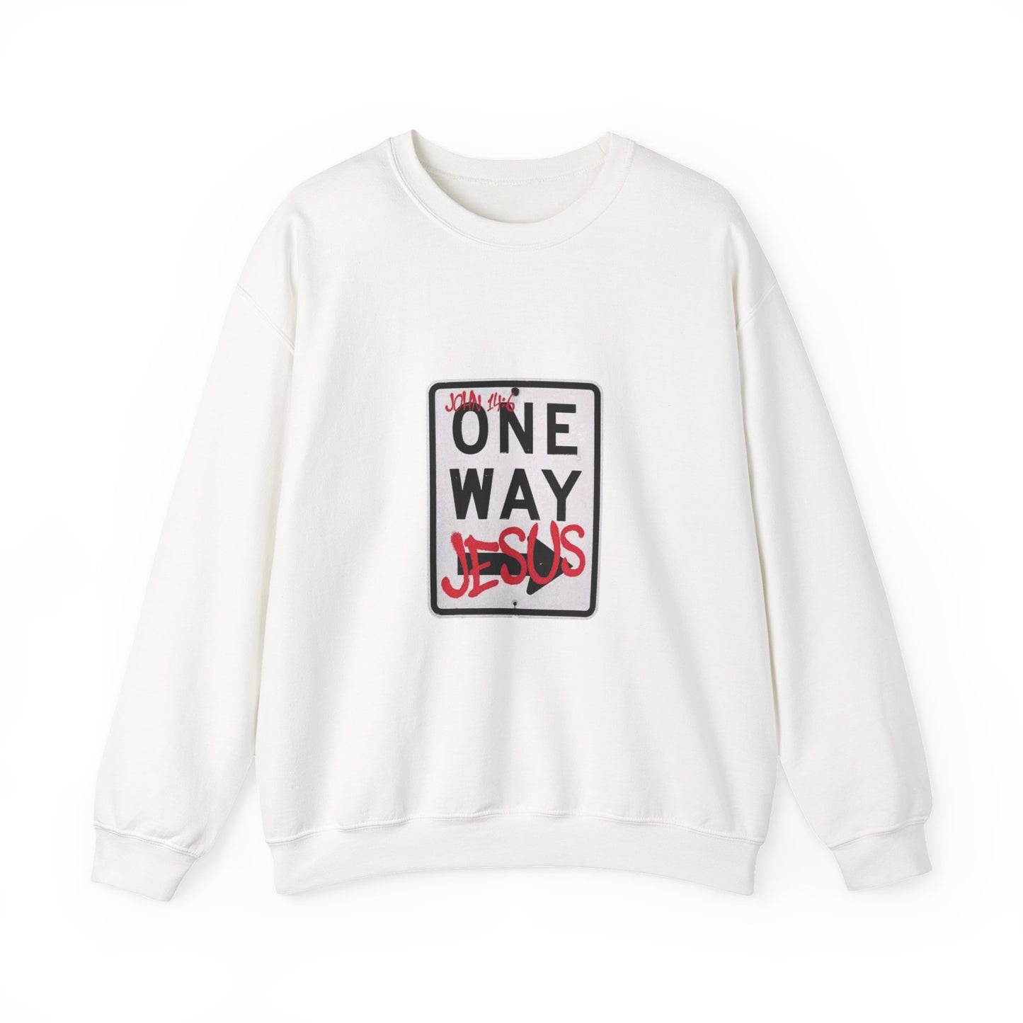 ONE WAY JESUS Christian Crewneck Sweatshirt | John 14:6 Faith Graphic Pullover