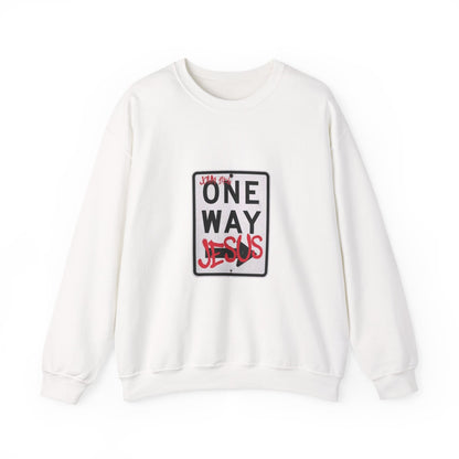 ONE WAY JESUS Christian Crewneck Sweatshirt | John 14:6 Faith Graphic Pullover