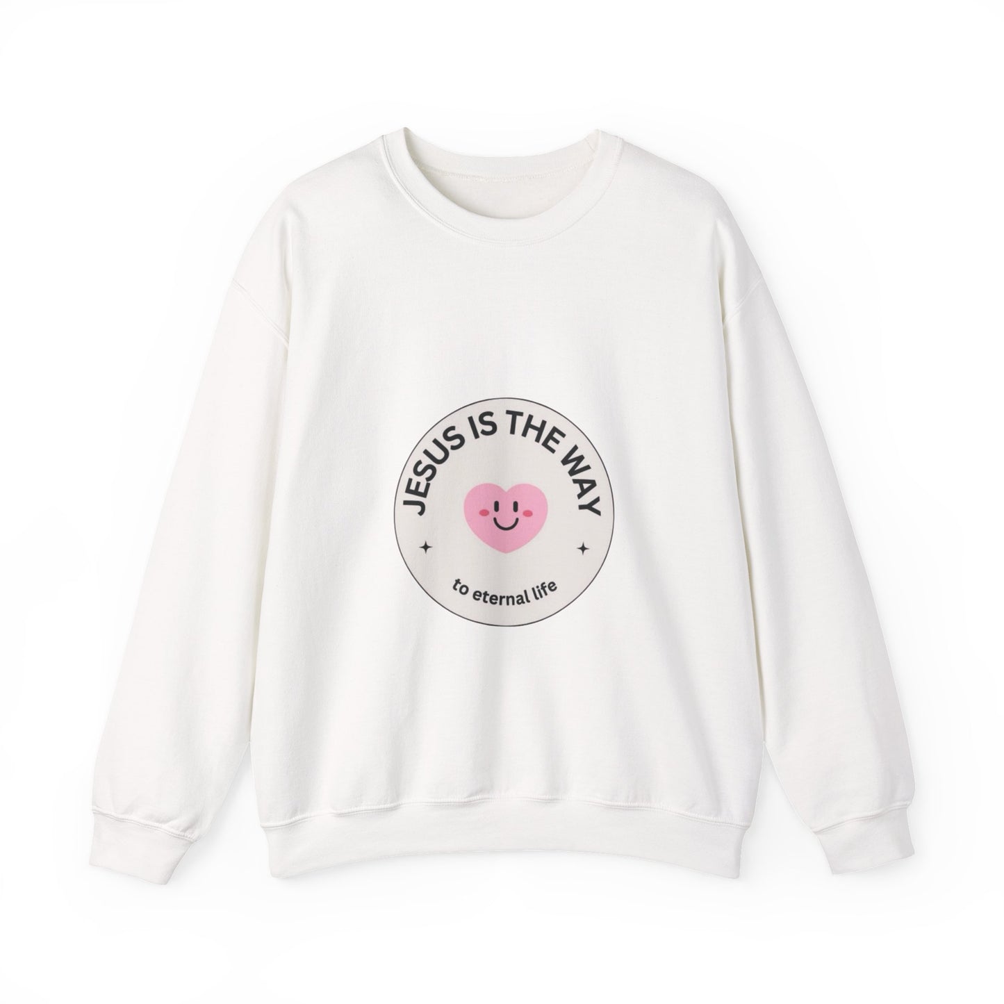 "JESUS IS THE WAY" SMILEY CREST CREWNECK