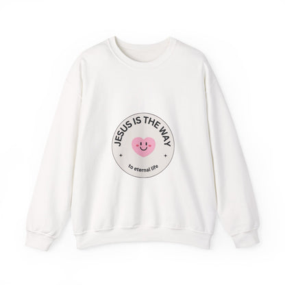 "JESUS IS THE WAY" SMILEY CREST CREWNECK