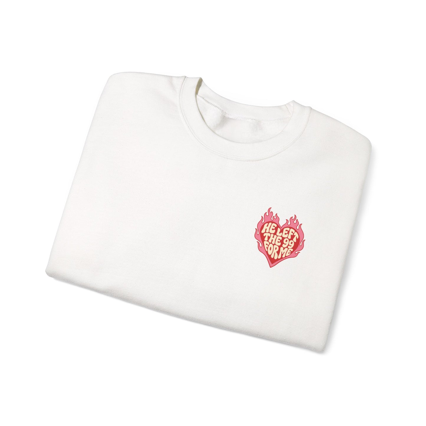 HE LEFT THE 99 FOR ME Christian Crewneck Sweatshirt | Luke 15:1–7 Faith Graphic Pullover