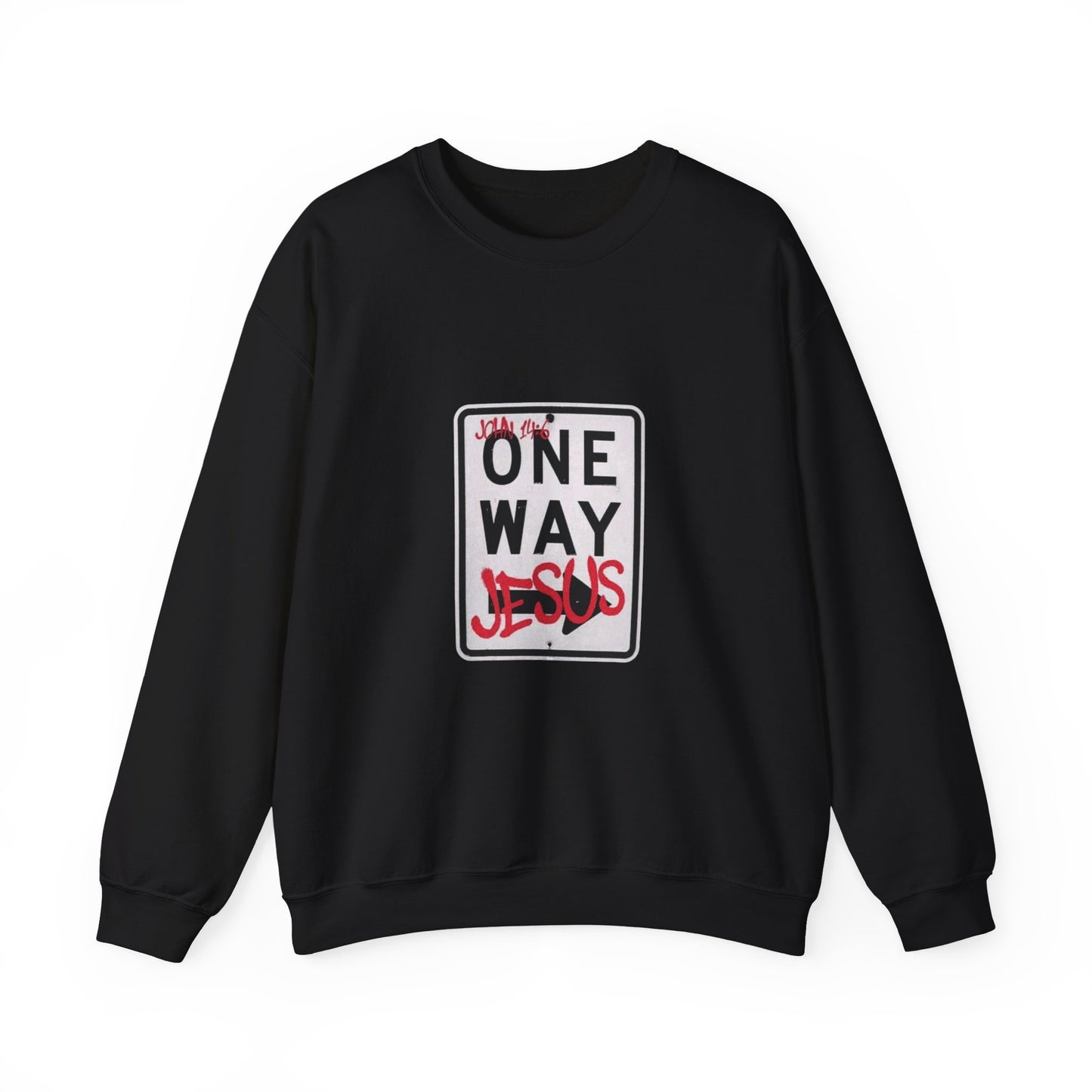 ONE WAY JESUS Christian Crewneck Sweatshirt | John 14:6 Faith Graphic Pullover