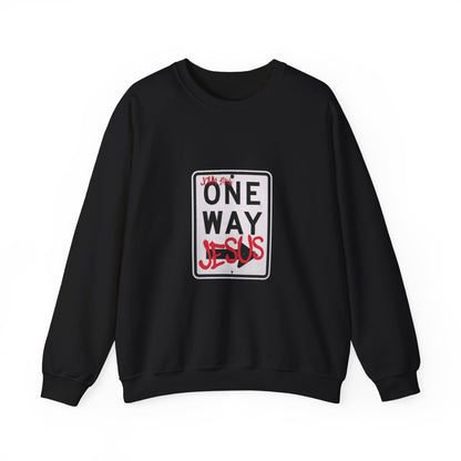 ONE WAY JESUS Christian Crewneck Sweatshirt | John 14:6 Faith Graphic Pullover