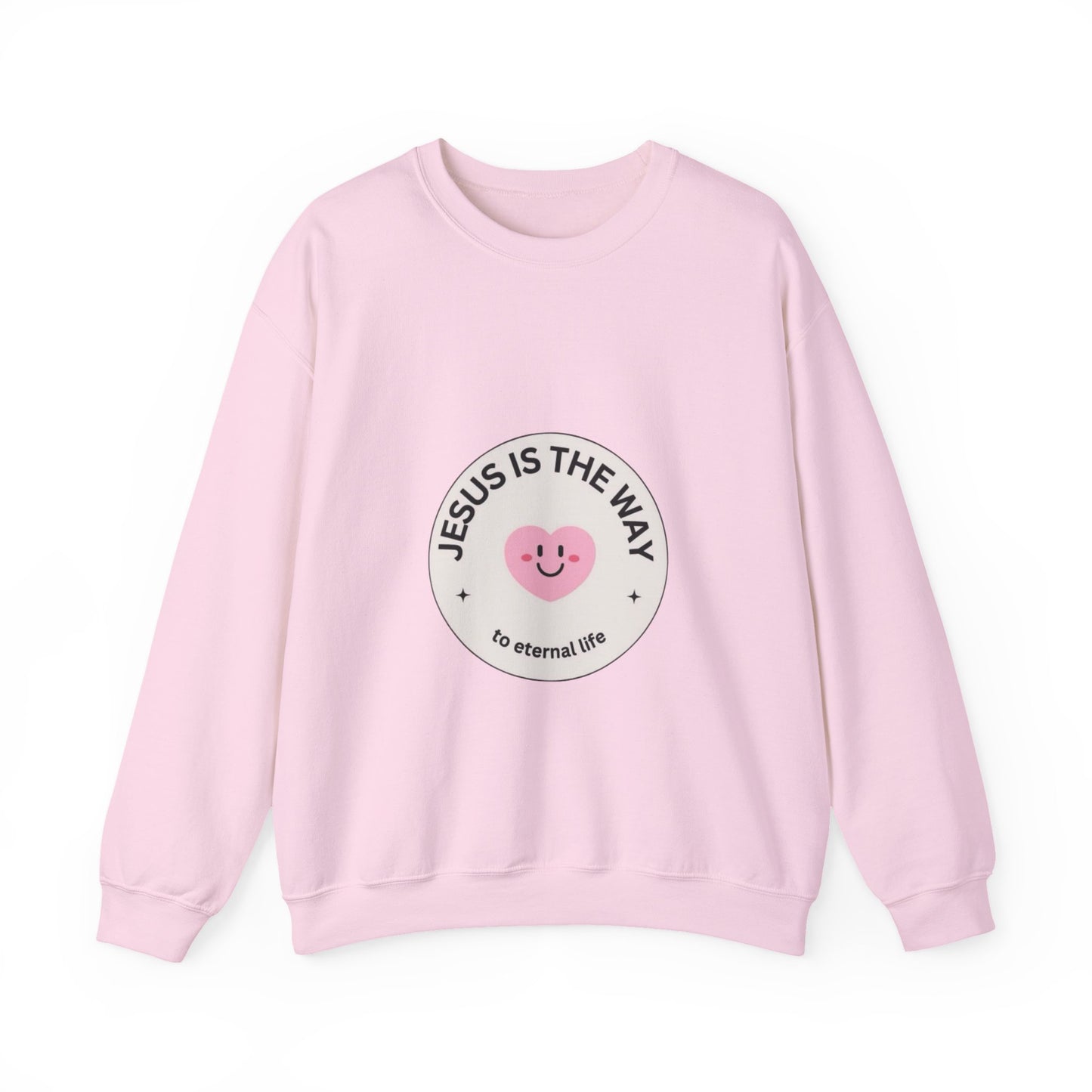 "JESUS IS THE WAY" SMILEY CREST CREWNECK