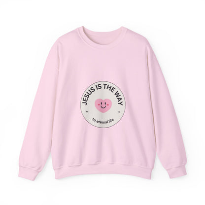 "JESUS IS THE WAY" SMILEY CREST CREWNECK