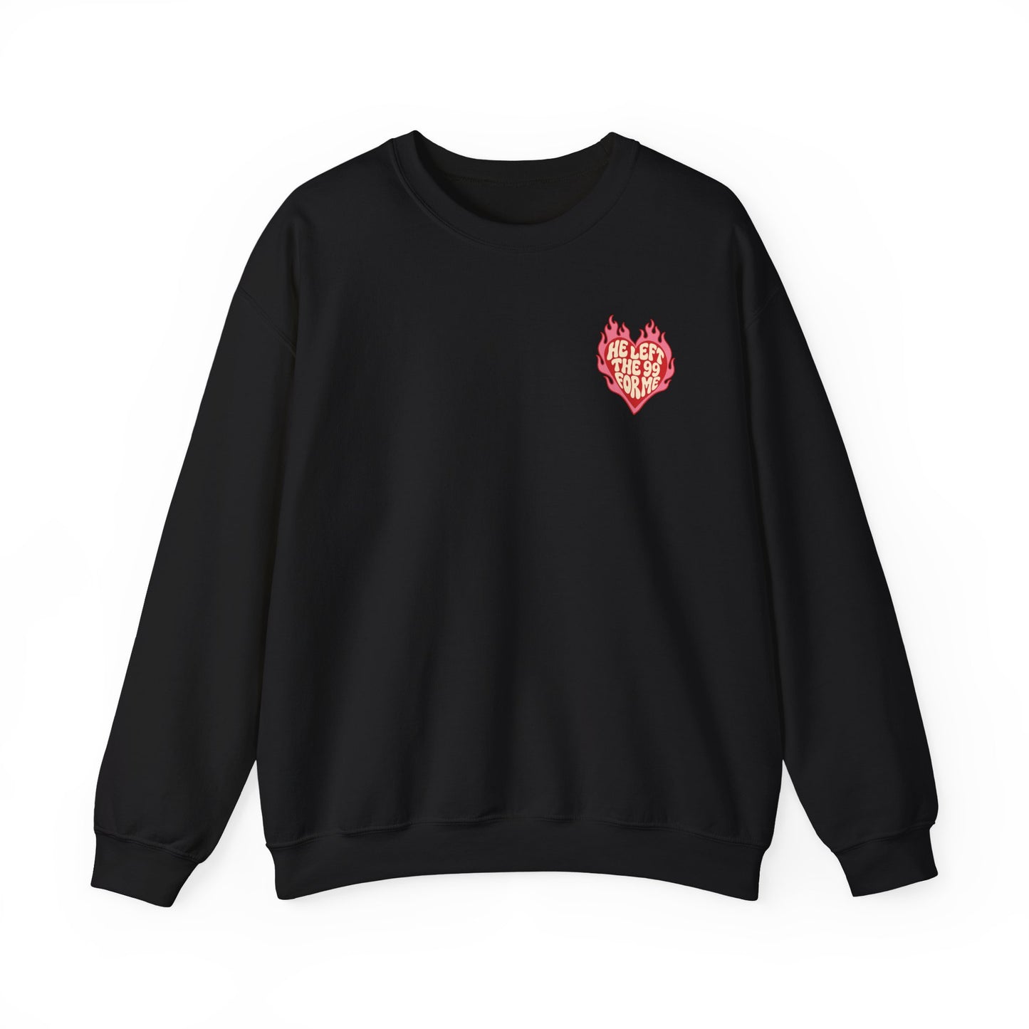 HE LEFT THE 99 FOR ME Christian Crewneck Sweatshirt | Luke 15:1–7 Faith Graphic Pullover