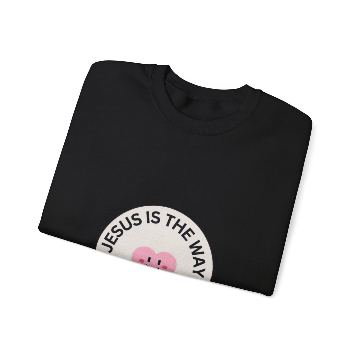 "JESUS IS THE WAY" SMILEY CREST CREWNECK