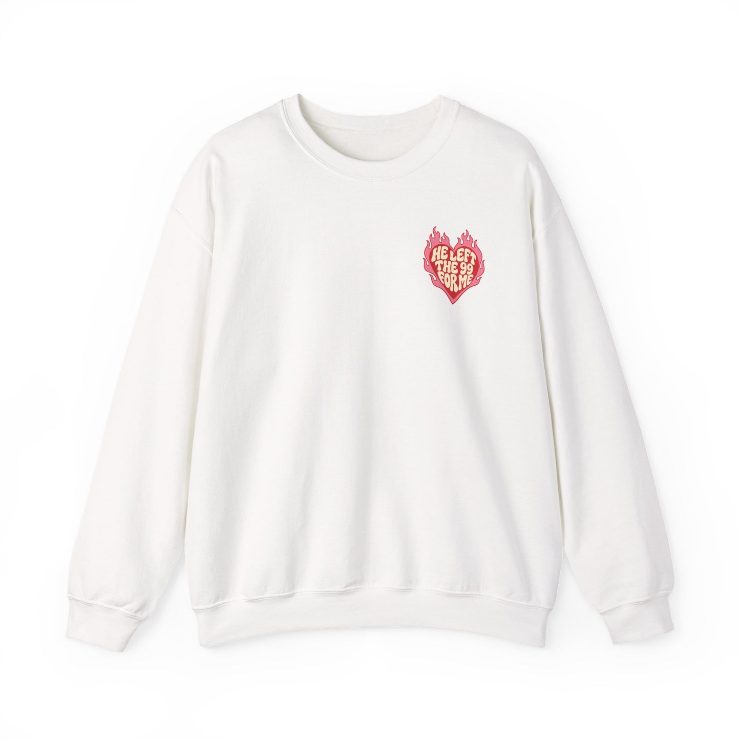 HE LEFT THE 99 FOR ME Christian Crewneck Sweatshirt | Luke 15:1–7 Faith Graphic Pullover