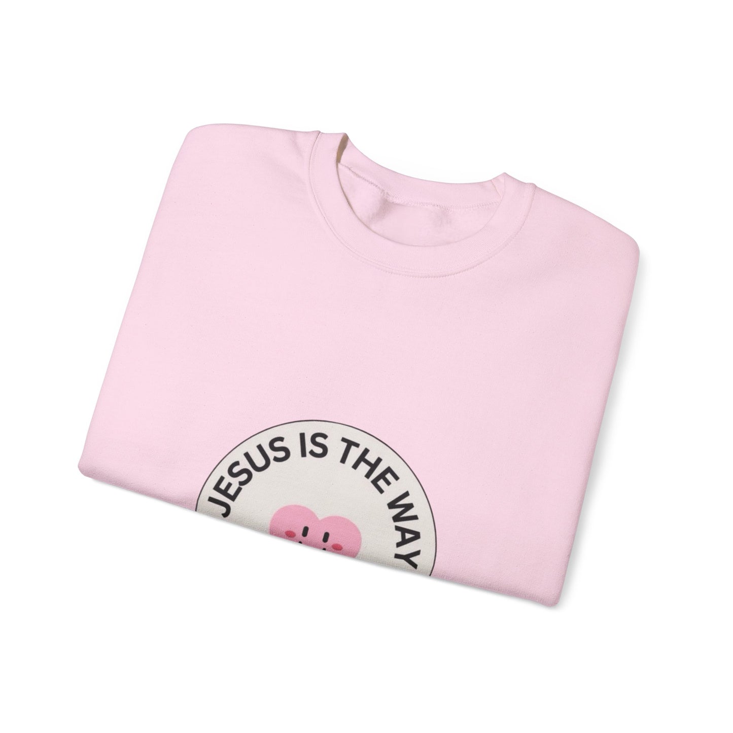 "JESUS IS THE WAY" SMILEY CREST CREWNECK