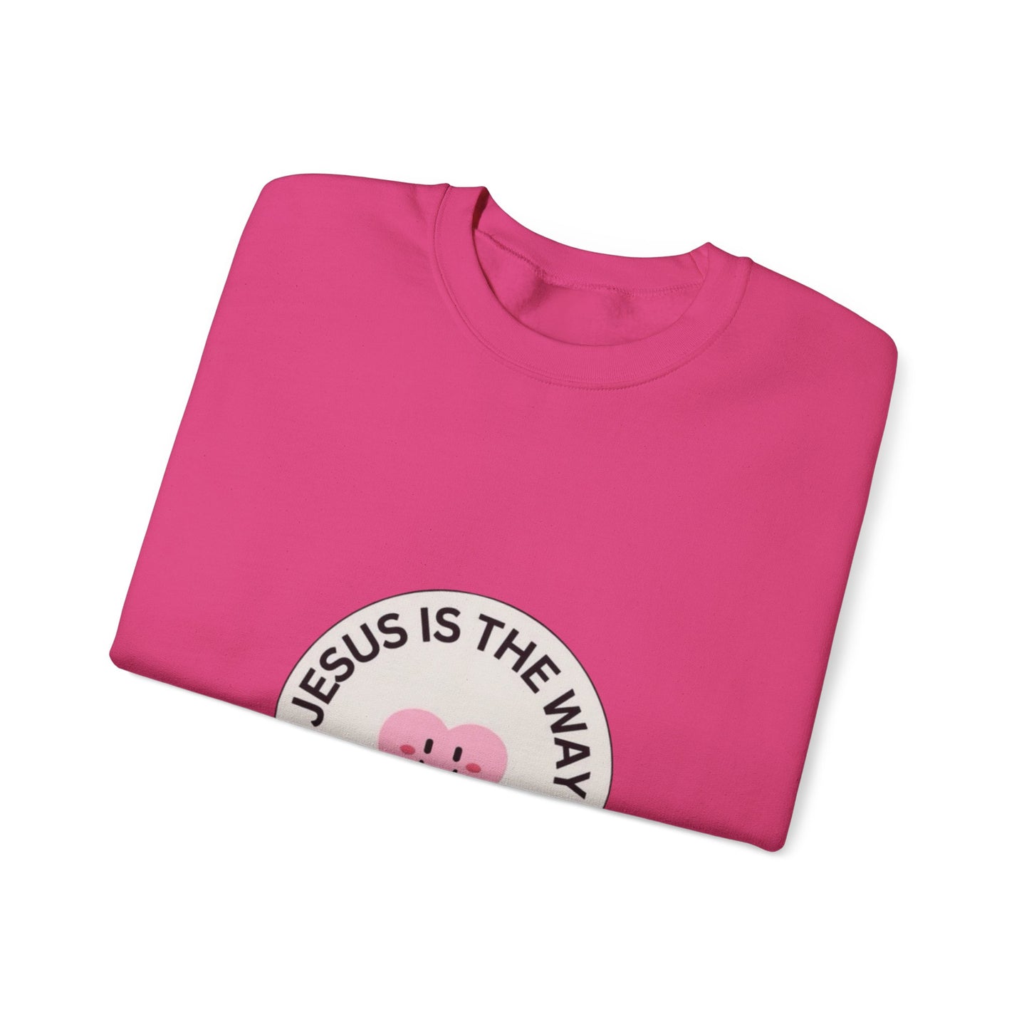 "JESUS IS THE WAY" SMILEY CREST CREWNECK