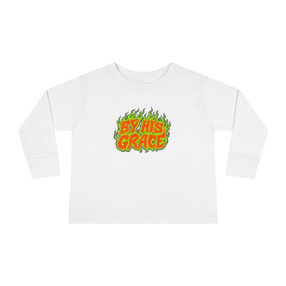 BY HIS GRACE Toddler Long Sleeve Christian T-Shirt | Kids Faith Graphic Tee
