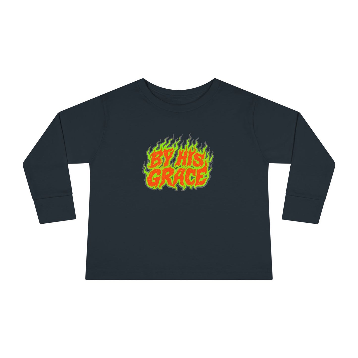 BY HIS GRACE Toddler Long Sleeve Christian T-Shirt | Kids Faith Graphic Tee