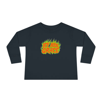 BY HIS GRACE Toddler Long Sleeve Christian T-Shirt | Kids Faith Graphic Tee