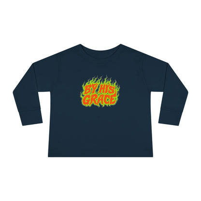 BY HIS GRACE Toddler Long Sleeve Christian T-Shirt | Kids Faith Graphic Tee